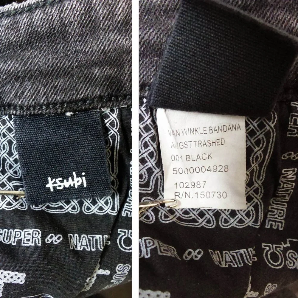 Ksubi Mens 34X32 Van Winkle Hazlow Angst Trashed Jeans Black Button Fly Grunge